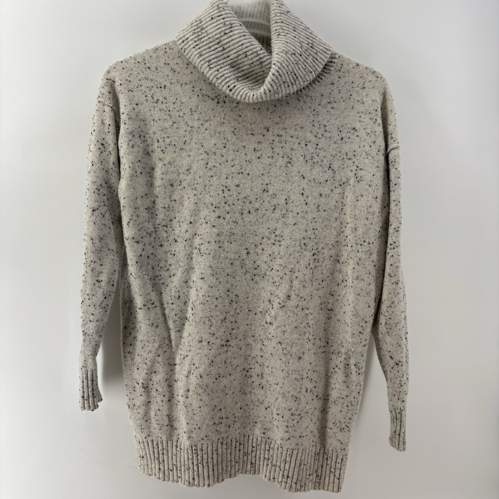 Athleta Womens S Wool Cashmere Turtleneck Tunic Sweater Donegal Oatmeal Speckled